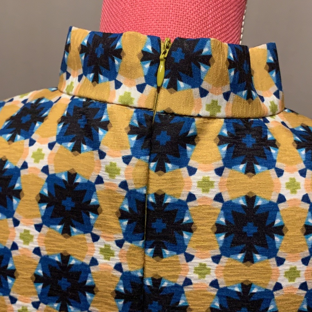 Ina Yellow and Blue High-Neck Puff Sleeve Blouse size M - Picture 8 of 15